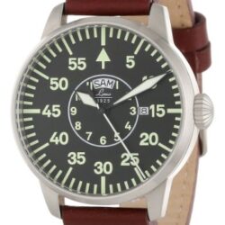 Laco/1925 Men's 861806 Pilot Classic Round Stainless Steel Watch with Brown Leather Strap