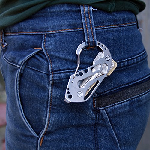 EDC stainless steel multifunction quickdraw carabiner guard keychain key holder