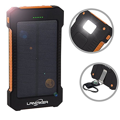 Solar Charger mah Laniakea Waterproof Solar Power Bank Dual Usb