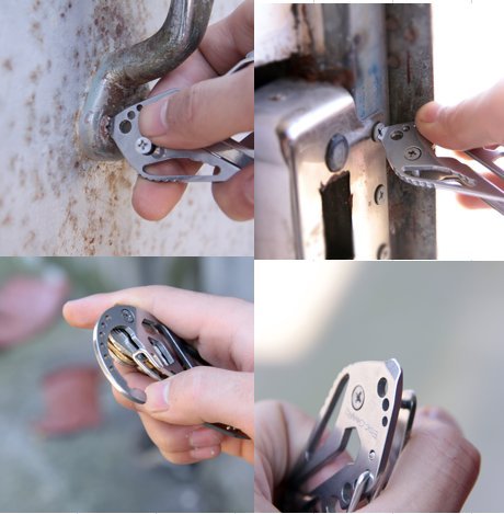 EDC stainless steel multifunction quickdraw carabiner guard keychain key holder - Image 8